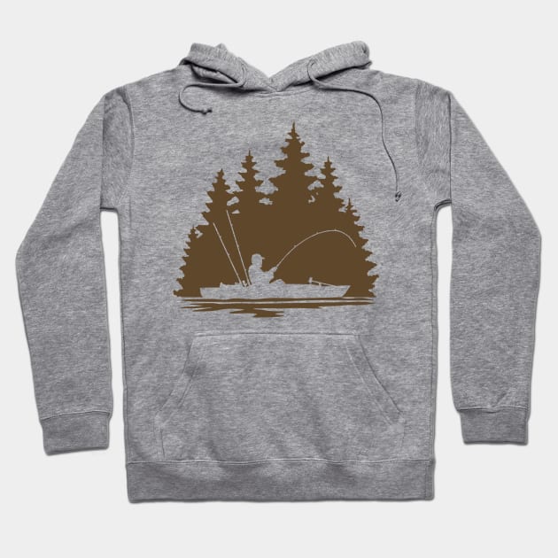 Kayak Fishing Lake Scene Silhouette Hoodie by SAMMO